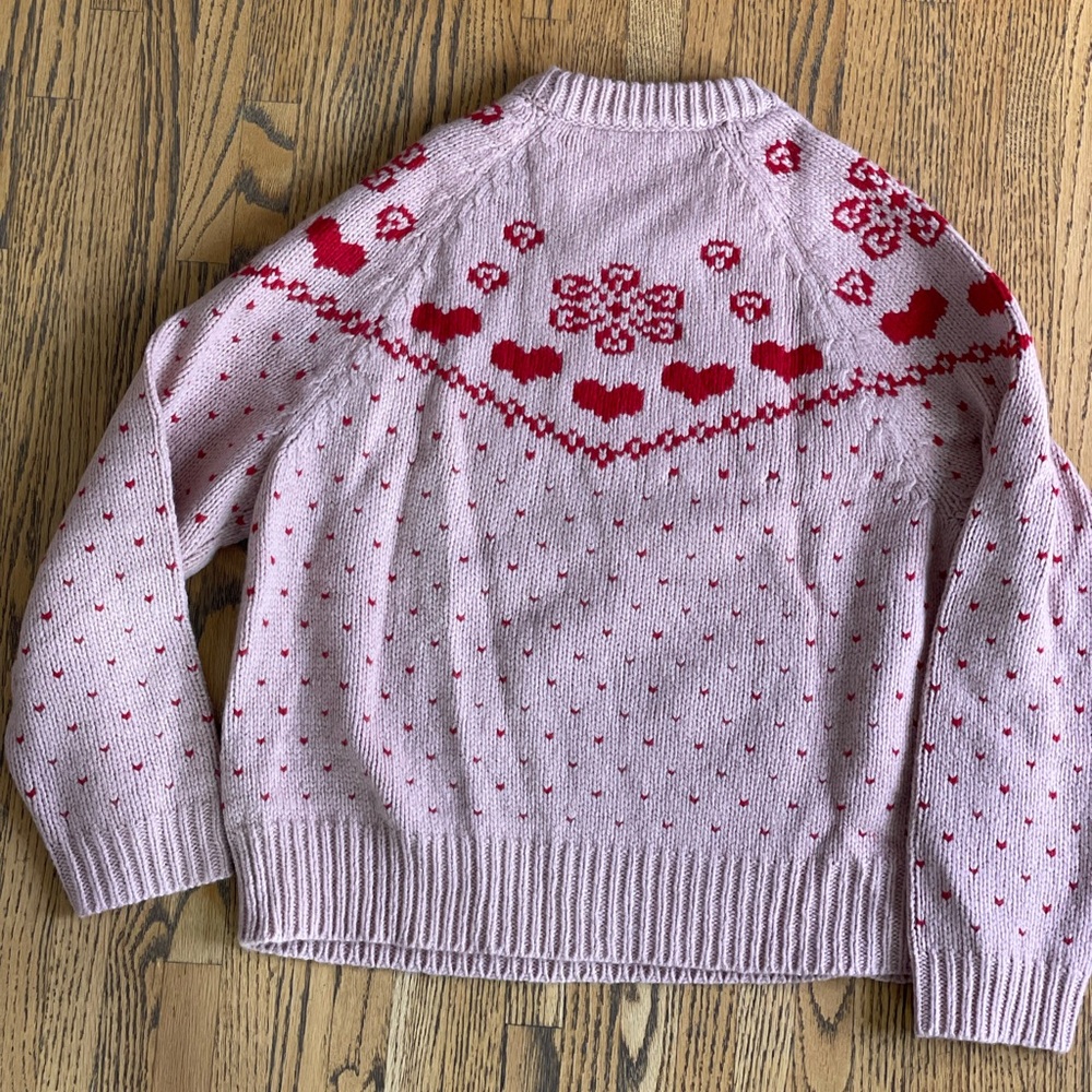 NWT The Great Sweetheart Pullover sweater. Size 1. Pink with red hearts. - Picture 8 of 9
